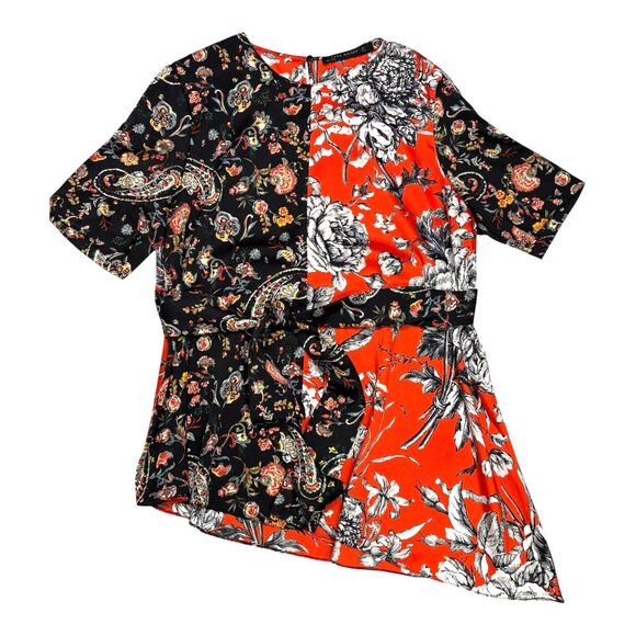 ZARA Limited Edition Floral Patchwork Asymmetrical Blouse - Picture 7 of 7